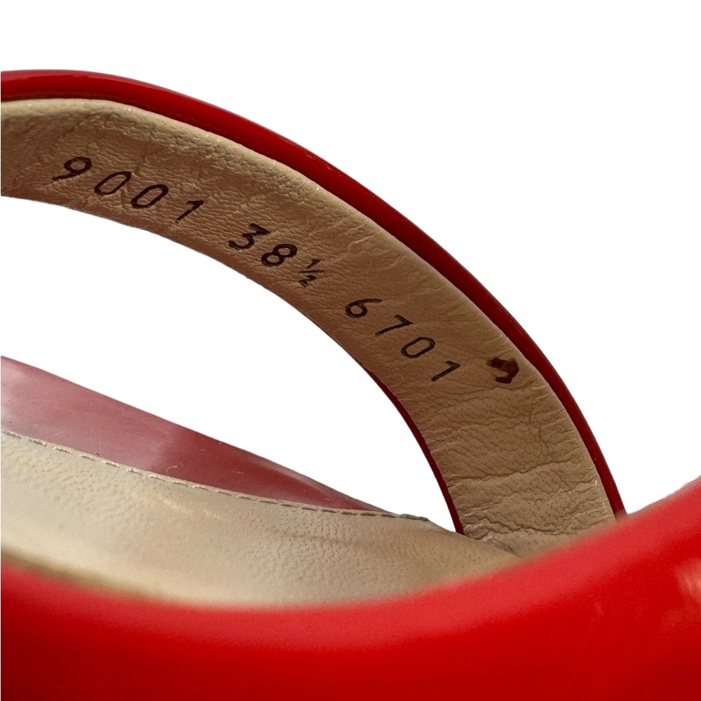 Giuseppe Zanotti Red Sandals with Gold Chain Heel - Picture 8 of 12